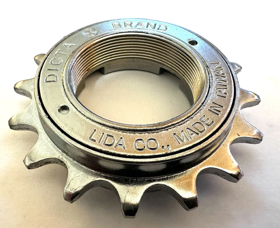 16 зубьев ОДНОСКОРОСТНОЕ КОЛЕСО СВОБОДНОГО ХОДА DICTA хромированное покрытие 1/2 дюйма - 1/8 дюйма винтик BMX, ЗВЕЗДОЧКА - Изображение 2 из 4