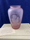 Fenton Glass Vase “Mother & Child” Sculptured Rose Velvet #486/750, 1984