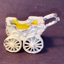 Vintage Metal Baby Carriage Stroller Pram White