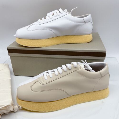 MARNI Split Color Crepe Gat Two-Toned Leather Sneakers Ivory/ White Womens EU 39 - Picture 4 of 17