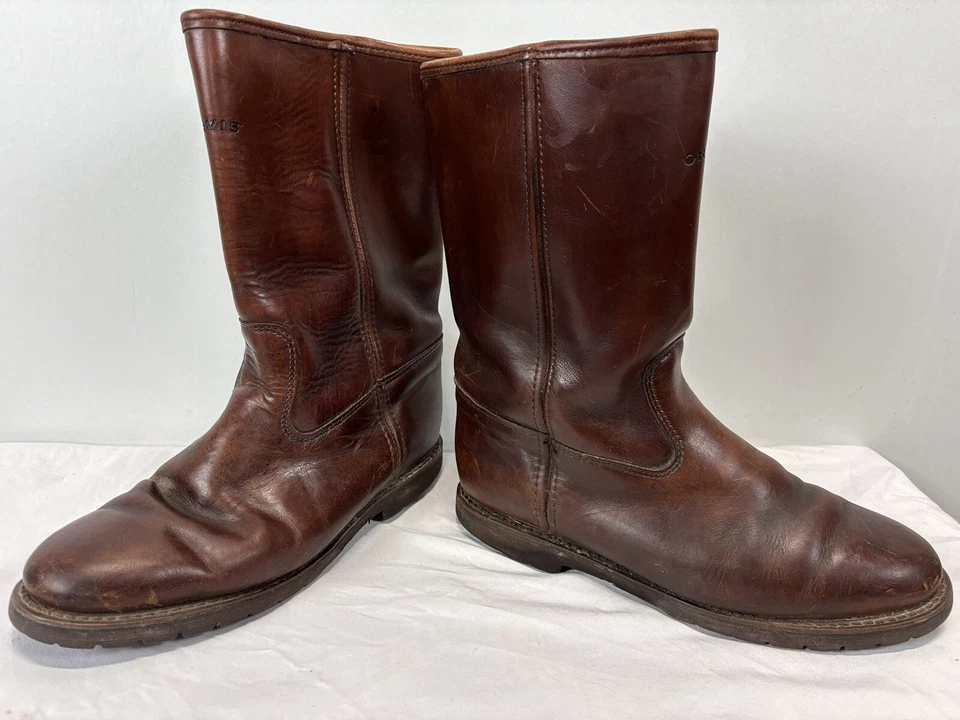 Orvis 男式皮革 Chukka 靴子 9D 侧拉链中筒棕色 Vibram 鞋底美国制造 — 第 2/4 张图片