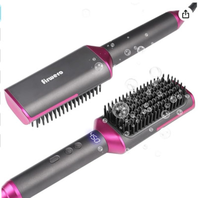 Hair Straightener Brush, [2 in 1] Plus Straightening Brush with Denser Bristles,