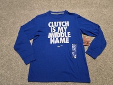 NEW Nike Clutch Is My Middle Name T-Shirt Size Boys Large Blue Football Baseball