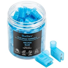 Blue Flag Spade Terminal Connectors 100pc