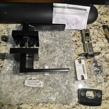 1PK Probrico Matte Black Privacy Door Knob Lever Handleset Keyless Lock Bed/Bath