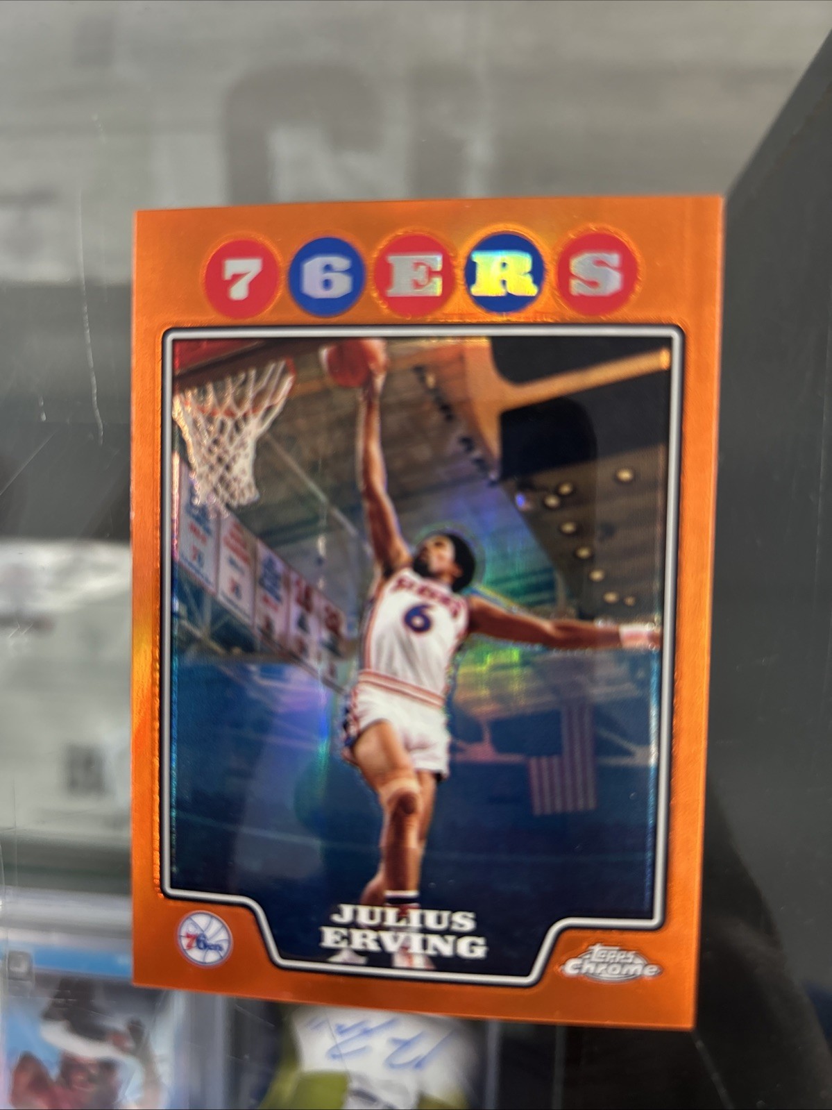 2008-09 Topps Chrome Orange Refractor /499 Julius Erving #180 HOF MINT Centered