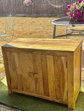 Contemporary Solid mango side board with shelves. Bought from Oakland furniture
