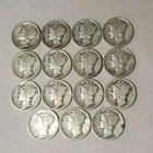 Lot Of 15 Mercury Dimes 90% Silver  Winged Liberty Circulated Ungraded # 92