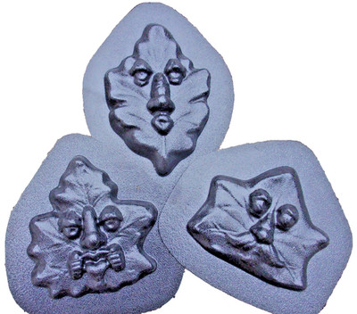 Leaf face molds resin plaster cement ABS plastic moulds appx. 5'' x 3'' each