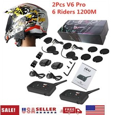 US 2PCS EJEAS V6 PRO MOTORCYCLE HELMET INTERCOM BLUETOOTH HEADSET WALKIE-TALKIE