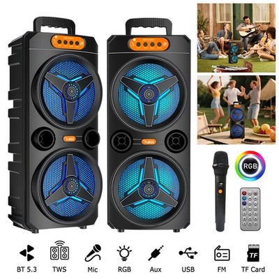 Bluetooth Lautsprecher-Kabelloser Box Musikbox mit Mikrofon mit Party. LED Lamp