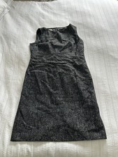 Hobbs Charcoal Grey Wool Blend Sleeveless Shift Dress Size 16 Smart Lined Work