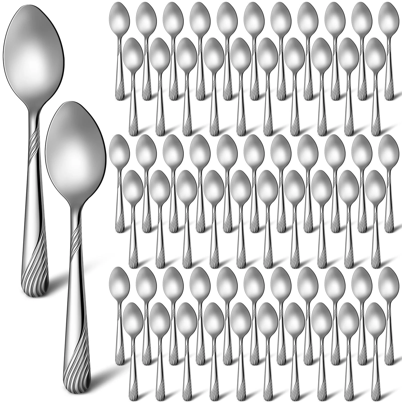 200 Pcs Stainless Steel Dinner Spoons Set - 6.7" Mirror Polished Silverware, Dis