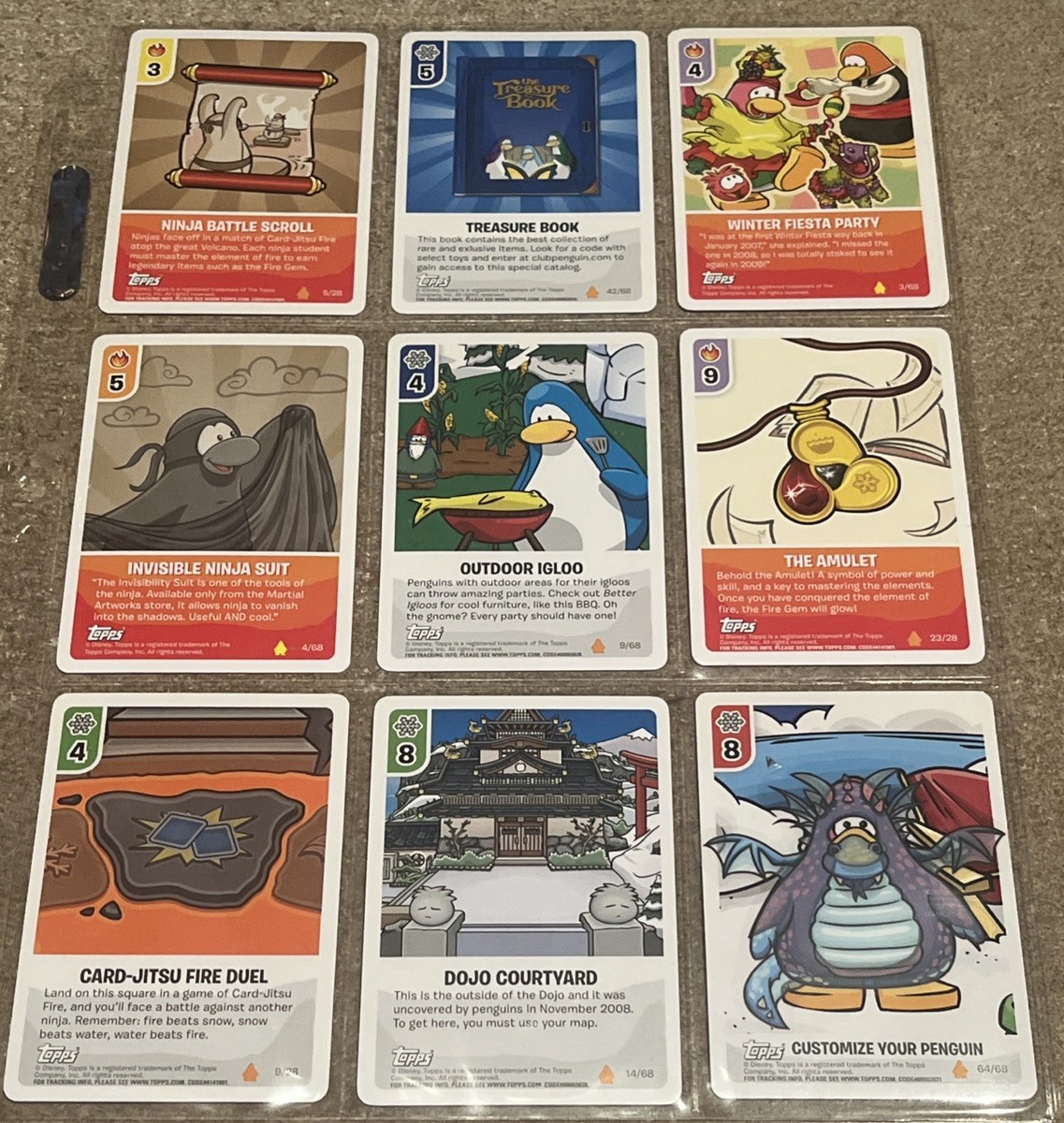 Club Penguin Card-Jitsu Trading Cards Lot Of 9 Cards