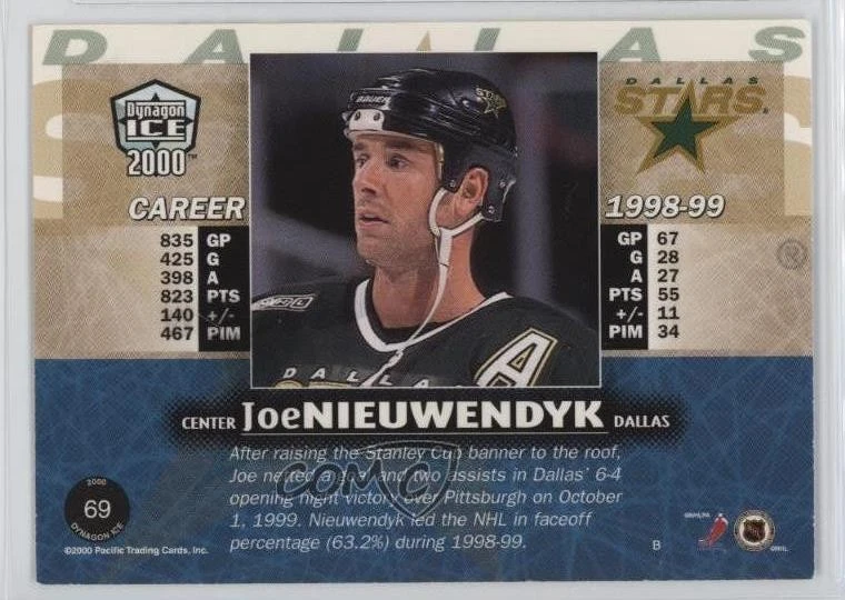 1999-00 Pacific Dynagon Ice Blue /67 Joe Nieuwendyk #69 HOF - Image 2 of 2