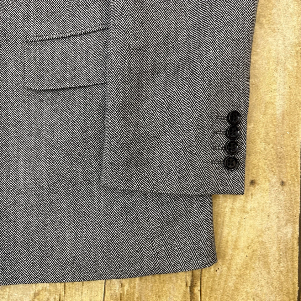 Stafford Mens Blazer Sport Coat 46R Herringbone Merino Wool - Image 3 of 4