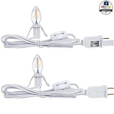 Christmas Village Lights Cord 2 Pieces Warm White LED On/Off Switch Spare Fuse