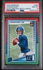 2025 Panini Donruss Rated Rookie Jaxson Dart #400 Optic Preview Red Green PSA 8