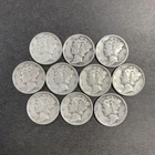 Lot of 10 Mercury Dimes 90% Silver Various Dates Circulated Condition