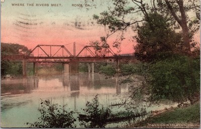 PC4730 GA Georgia Rome Railroad Bridge Scene Floyd County Postcard
