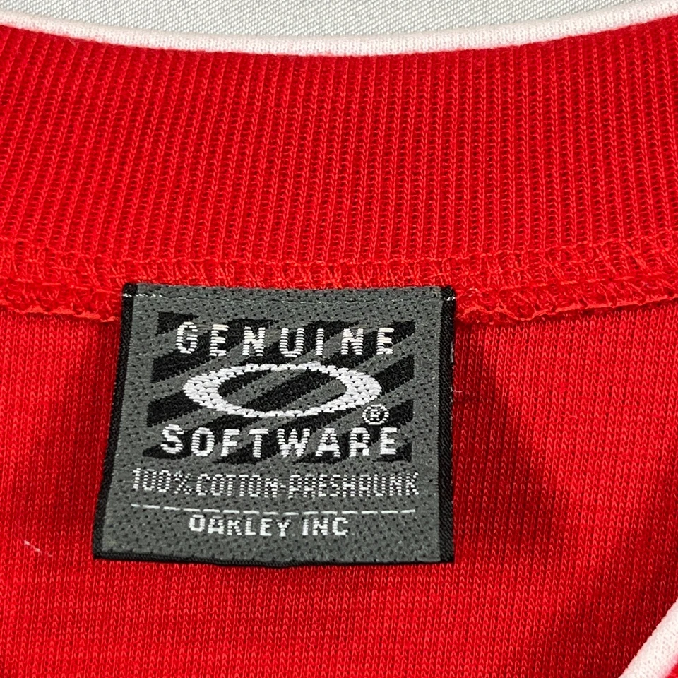 Vintage Oakley Software T Shirt Knit Y2K Rare Red V Neck Mens Large L - image 4 of 4