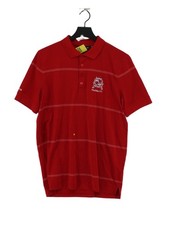 Glenmuir Men's Polo M Red Striped Polyester with Cotton Basic