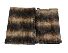 RH Restoration Hardware Set Of 2 Heavy Faux Fur Throw Blankets Brown Bear Velour