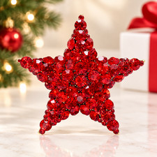 Christmas Star Brooch Pin Red Crystal Rhinestone Holiday Statement Jewelry Gift