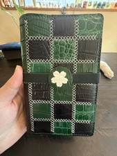 A6 Personal Handmade Genuine Crocodile Leather Planner Green Black New