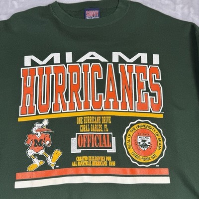 Vintage Savvy Miami Hurricanes Sweatshirt XL Green Made in USA Sebastian Ibis