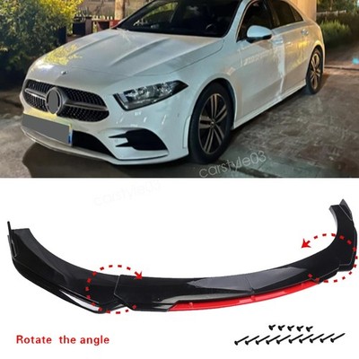 For Mercedes Benz A180 A200 Red Front Bumper Chin Lip Spoiler Splitter Body Kit