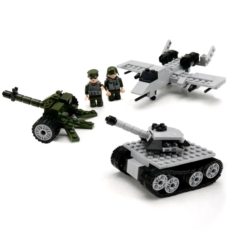 Sluban 101321853 - 281-Piece Set Tank, Airplane Or Gun With 2 Figures