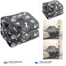 Dog Blanket Paw Bone Pattern 1 Pack 2 Super Soft Warm Flannel Sofa Cover Car ...