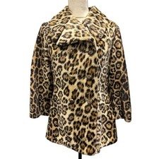 Women's Vintage 1960s Leopard Faux Fur Coat Size M