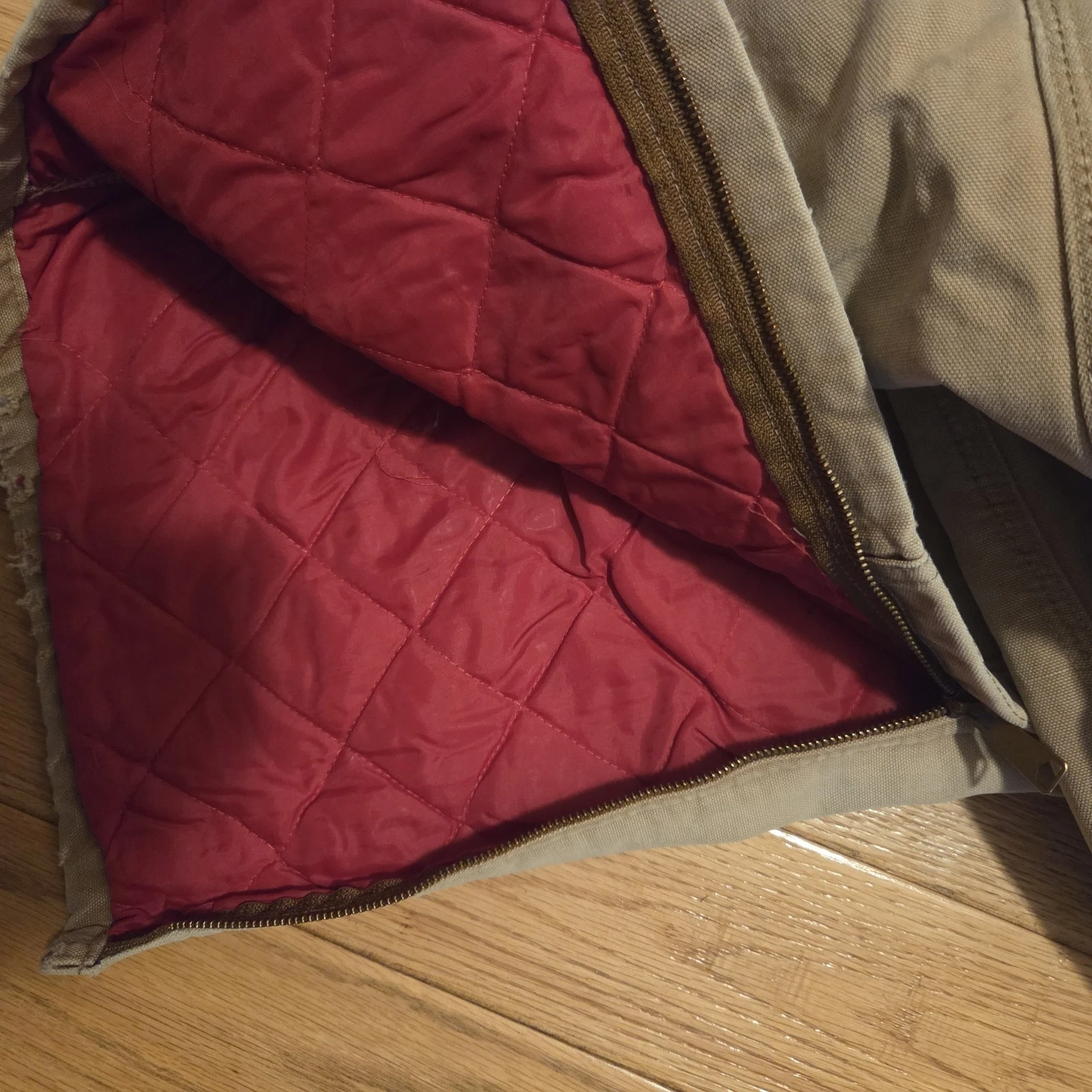 Vintage Carhartt Quilt Lined Double Knee Duck Bib Overalls Brown No Tag Workwear image 9
