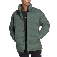 Image of Adidas Helionic Down Jacket Mens Parka Winter Green HG6282 Stand Collar Warm