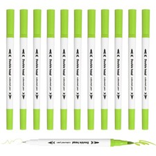 12Pack Dual Brush Markers Yellow Green Watercolor Fine and Brush Tips Pens