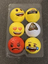 Brand New 6 x Emoji Golf Balls Assorted Designs - Super Fun Gift Idea