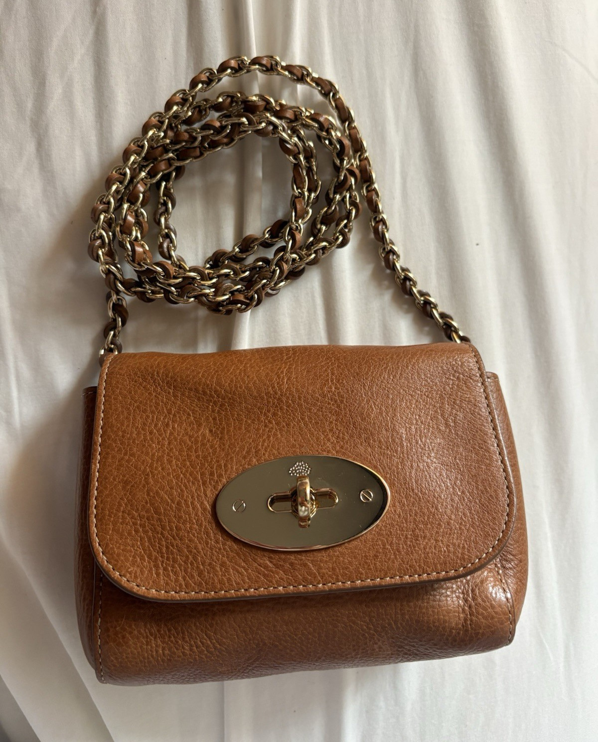 Mulberry Brown Leather Mini Lily Crossbody Bag with Dust Bag