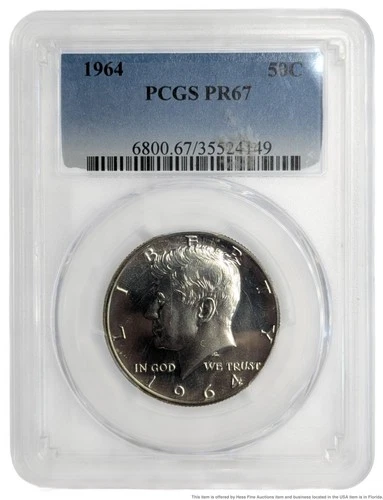PCGS 1964 Kennedy Half Dollar 50c PR 67 US American Silver Proof Coin