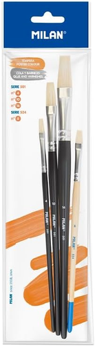 Kreul 47370 - Solo Goya Artist Brush Set Goldhair Synthetics, 3 pennelli Piatti nelle Misure 6, 12 e 18 e 2 pennelli Rotondi nelle Misure 8 e 16, per Studenti e Principianti