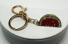 New Watermelon Rhinestones bag charm Key chain gold tone Summer