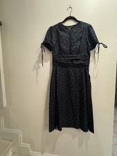 Y2K Marc Jacobs Midi Dress Black Blue Floral Pattern Secretary Retro Goth Pinup