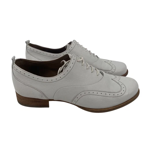 Oxford a coda di rondine Ecco in pelle bianca da donna taglia US 7 EU 38 Preppy Academia