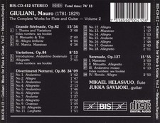 GIULIANI: COMPLETE WORKS FOR FLUTE GUITAR VOL.2 NEW CD