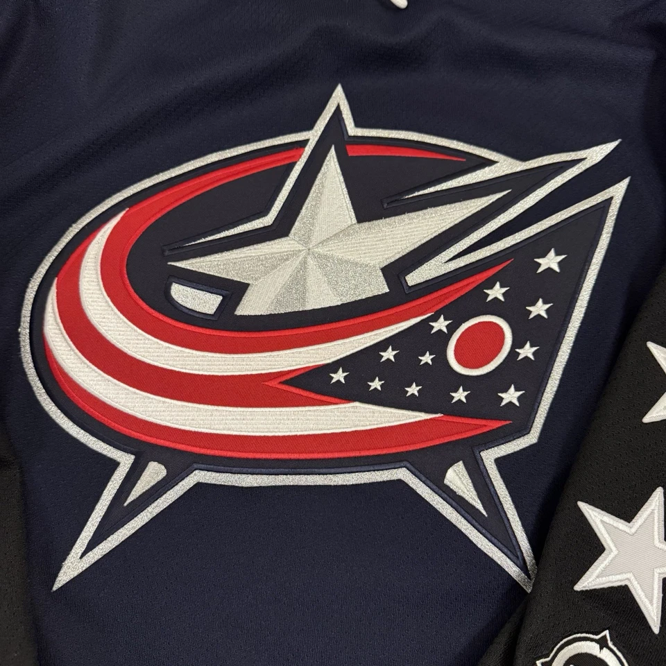 VINTAGE Columbus Blue Jackets Jersey Mens Extra Large Blue Air Knit NHL KOHO - Image 2 of 4