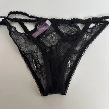 Adore Me Strappy Lace Thong Black Womens Size L NEW -NO TAGS