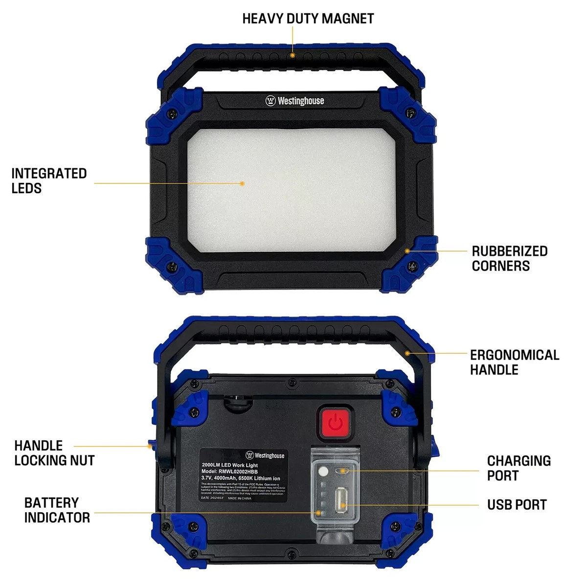 2000 Lumens Rechargeable Work Light - Rechargeable Work Light