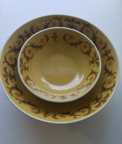 Mikasa Mediterrania Toddie 4043-YE, Salad & Cereal Bowl , Yellow & Brown Scrolls