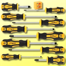 11-Pieces Magnetic Screwdriver Set 5 Phillips 5 Flat Head Tips Magnetizer Tool